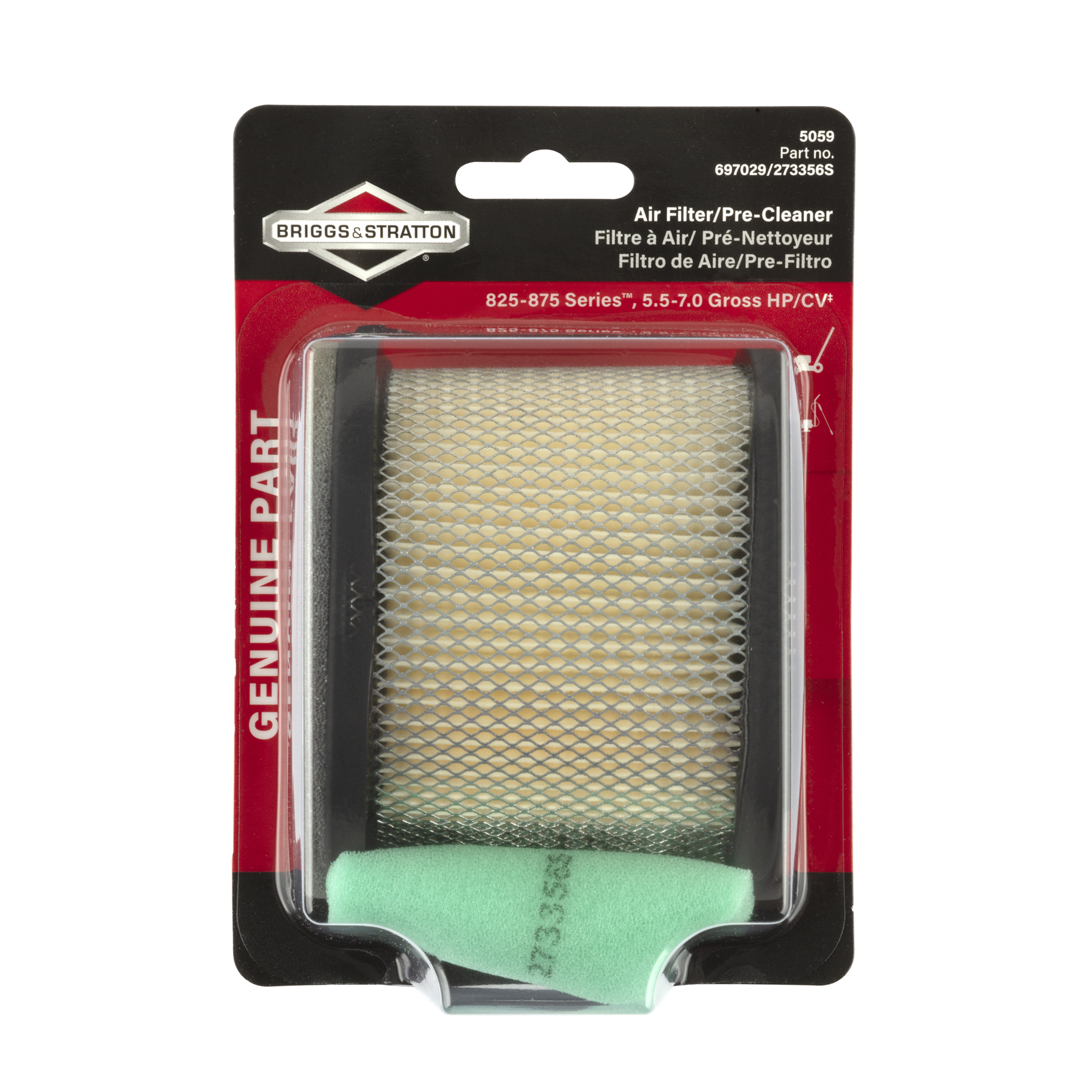 Briggs & Stratton Air Filter, Intek 5.5--6.75 HP, Model# 5059K